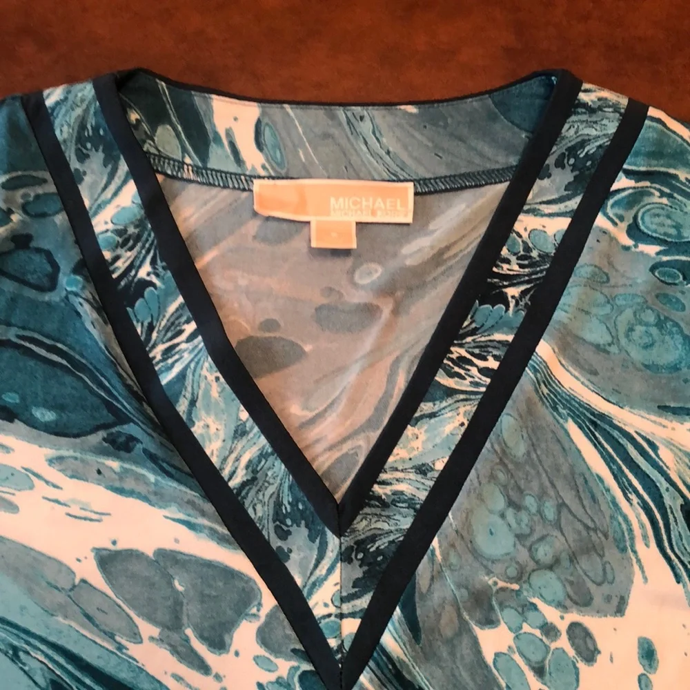 Michael Kors Turquoise White Tunic Shirt